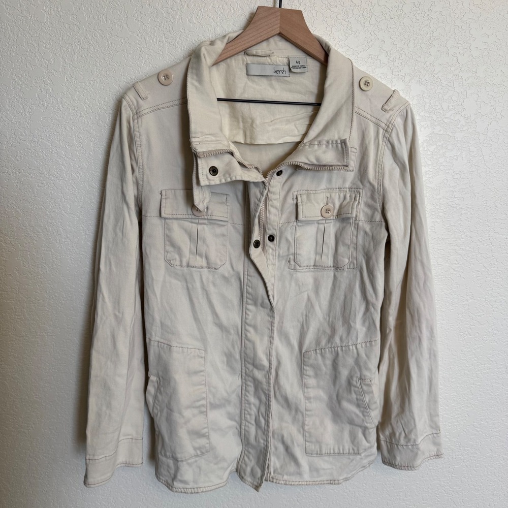 Y2K Utility Gorpcore Kersh Field Military Jacket Large Cream